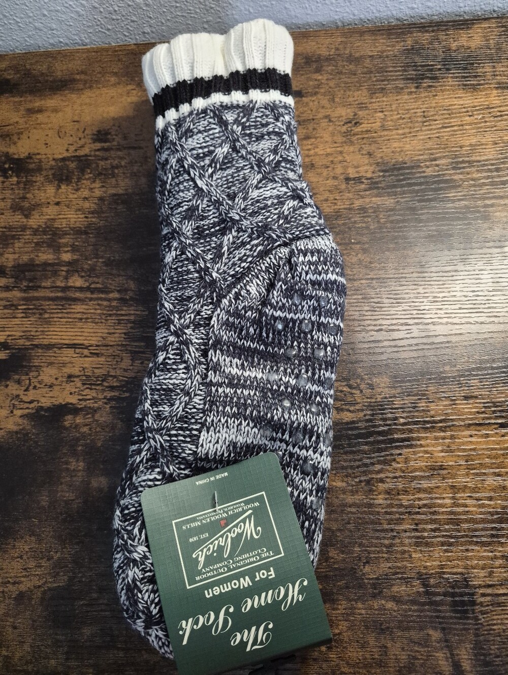 Woolrich The Home Sock Non Skid Slipper Socks Women Navy